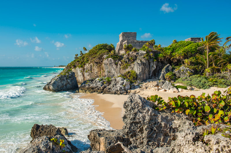 Mayan ruins on the coast of Tulum, Mexico